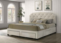 Marianna 4-drawer Upholstered Eastern King Storage Bed Cream