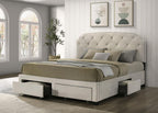 Home & Sleep Outlet - Marianna 4-drawer Upholstered Eastern King Storage Bed Cream