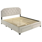 Home & Sleep Outlet - Marianna 4-drawer Upholstered Eastern King Storage Bed Cream