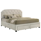 Home & Sleep Outlet - Marianna 4-drawer Upholstered Eastern King Storage Bed Cream