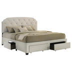 Home & Sleep Outlet - Marianna 4-drawer Upholstered Eastern King Storage Bed Cream