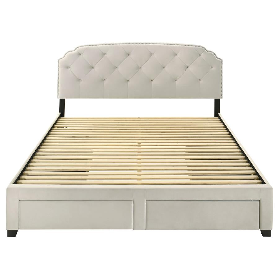 Home & Sleep Outlet - Marianna 4-drawer Upholstered Eastern King Storage Bed Cream