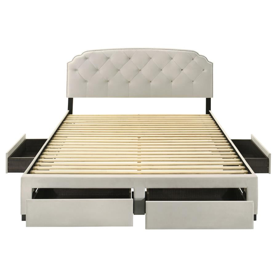 Home & Sleep Outlet - Marianna 4-drawer Upholstered Eastern King Storage Bed Cream