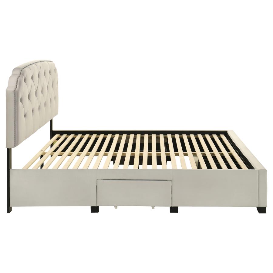 Home & Sleep Outlet - Marianna 4-drawer Upholstered Eastern King Storage Bed Cream