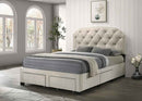 Marianna 4-drawer Upholstered Queen Storage Bed Cream