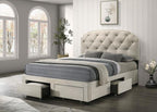 Home & Sleep Outlet - Marianna 4-drawer Upholstered Queen Storage Bed Cream