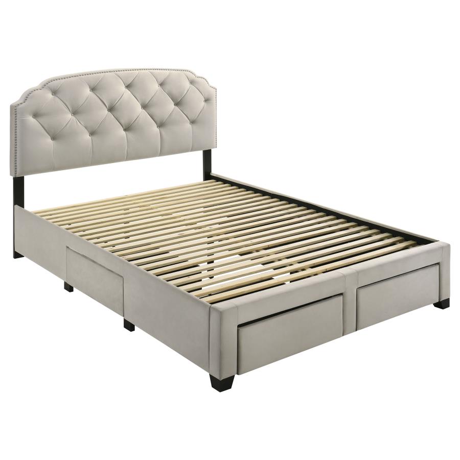 Home & Sleep Outlet - Marianna 4-drawer Upholstered Queen Storage Bed Cream