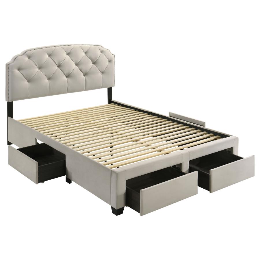 Home & Sleep Outlet - Marianna 4-drawer Upholstered Queen Storage Bed Cream