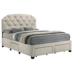 Home & Sleep Outlet - Marianna 4-drawer Upholstered Queen Storage Bed Cream
