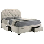 Home & Sleep Outlet - Marianna 4-drawer Upholstered Queen Storage Bed Cream