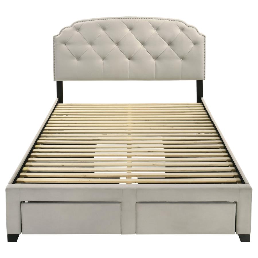 Home & Sleep Outlet - Marianna 4-drawer Upholstered Queen Storage Bed Cream
