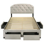 Home & Sleep Outlet - Marianna 4-drawer Upholstered Queen Storage Bed Cream