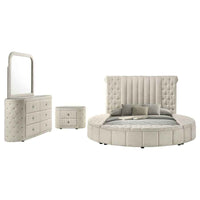 Sonya 4-piece Upholstered Eastern King Bedroom Set Ivory