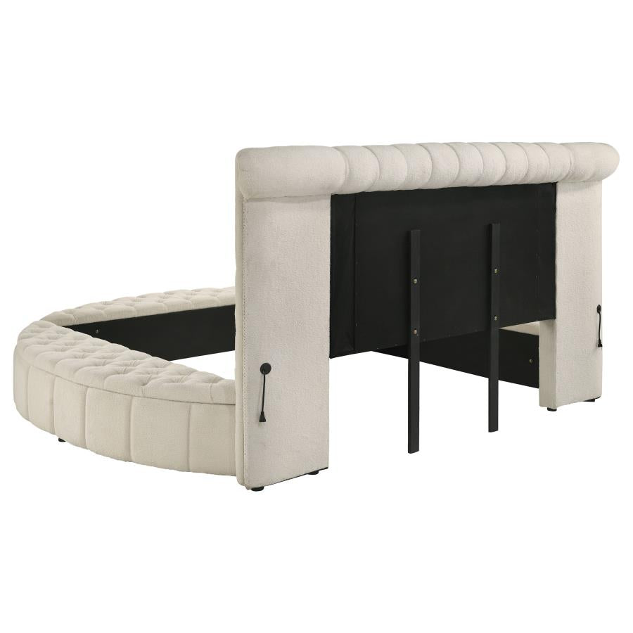 Sonya 5-piece Upholstered Eastern King Bedroom Set Ivory