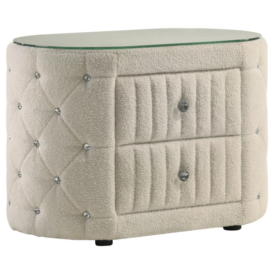 Sonya 5-piece Upholstered Eastern King Bedroom Set Ivory