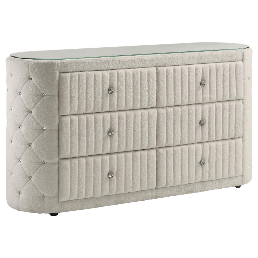 Sonya 5-piece Upholstered Eastern King Bedroom Set Ivory