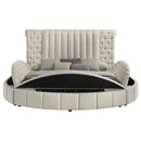 Sonya Upholstered Eastern King Round Storage Bed Ivory