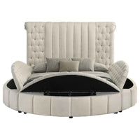 Sonya Upholstered Queen Round Storage Bed Ivory