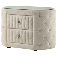 Sonya 2-drawer Upholstered Nightstand Bedside Table Ivory