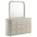 Home & Sleep Outlet - Sonya 6-drawer Upholstered Bedroom Dresser with Mirror Ivory