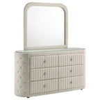 Home & Sleep Outlet - Sonya 6-drawer Upholstered Bedroom Dresser with Mirror Ivory