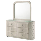 Home & Sleep Outlet - Sonya 6-drawer Upholstered Bedroom Dresser with Mirror Ivory