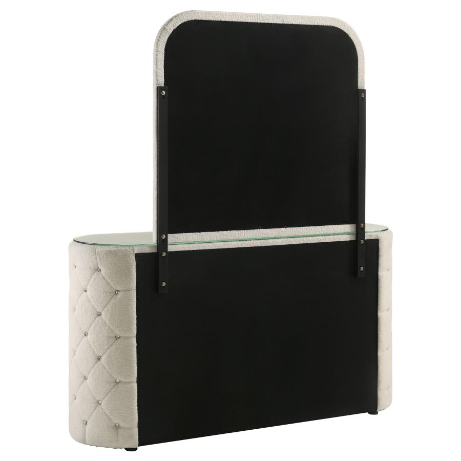 Home & Sleep Outlet - Sonya 6-drawer Upholstered Bedroom Dresser with Mirror Ivory