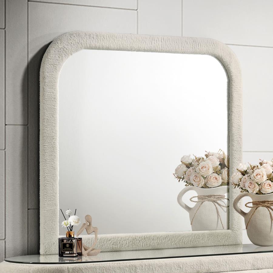 Home & Sleep Outlet - Sonya Upholstered Bedroom Dresser Mirror Ivory