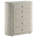 Home & Sleep Outlet - Sonya 5-drawer Upholstered Bedroom Chest of Drawers Ivory
