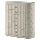 Sonya 5-drawer Upholstered Bedroom Chest of Drawers Ivory