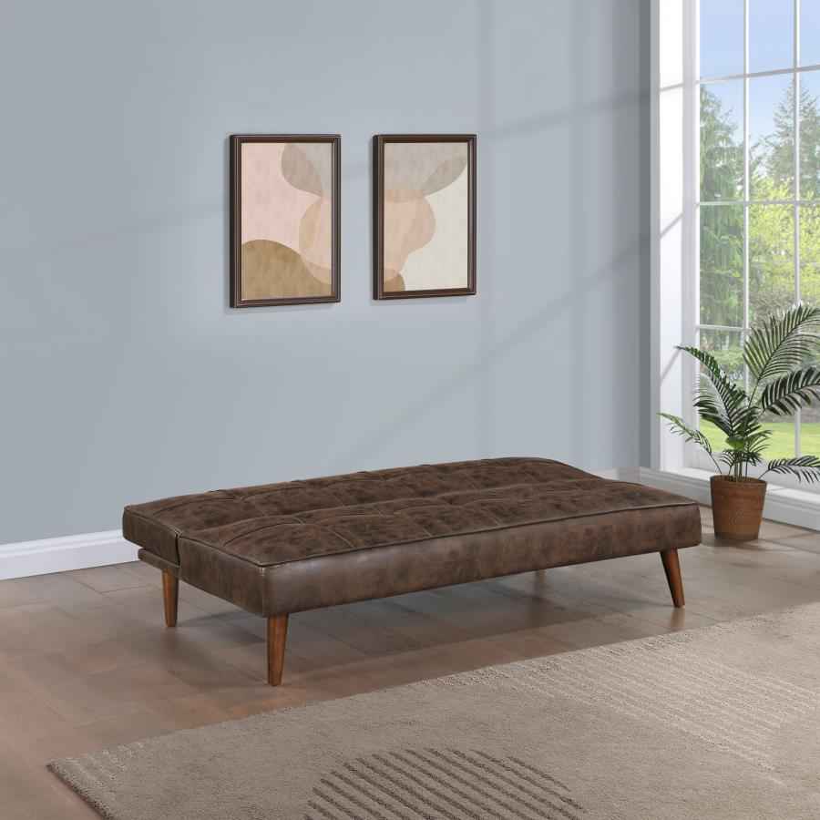 Jenson Upholstered Tufted Convertible Sofa Bed Dark Coffee