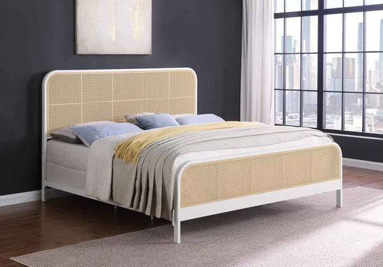 Lanewood Open Cane Webbing Metal Eastern King Bed White