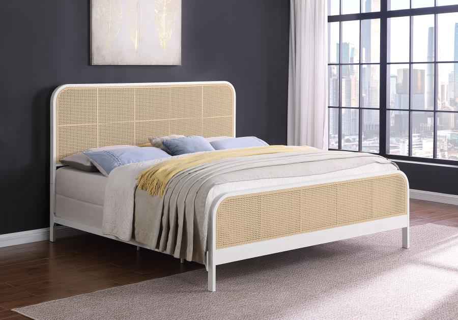 Lanewood Open Cane Webbing Metal Eastern King Bed White