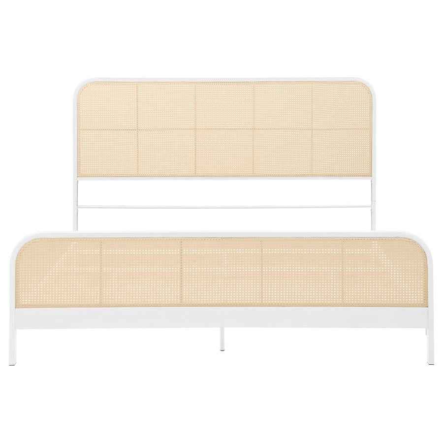 Lanewood Open Cane Webbing Metal Eastern King Bed White