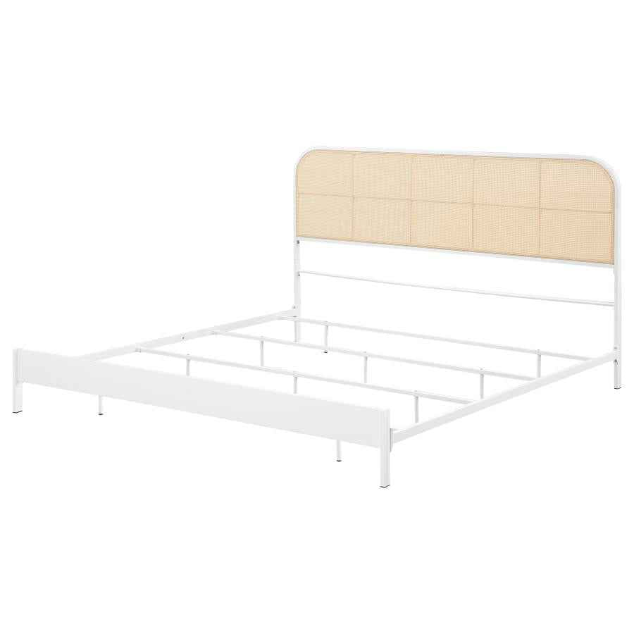 Amherst Radio Weave Rattan Metal Eastern King Bed White - Home & Sleep Outlet