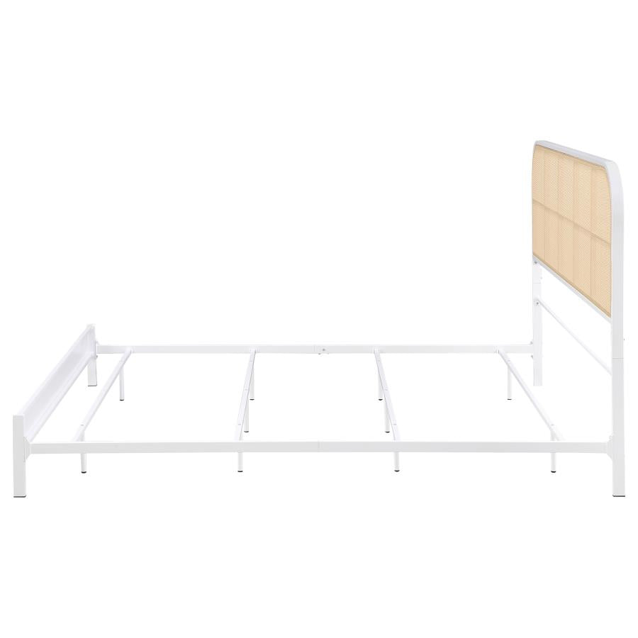 Amherst Radio Weave Rattan Metal Eastern King Bed White - Home & Sleep Outlet
