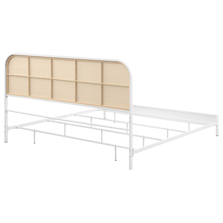 Amherst Radio Weave Rattan Metal Eastern King Bed White - Home & Sleep Outlet
