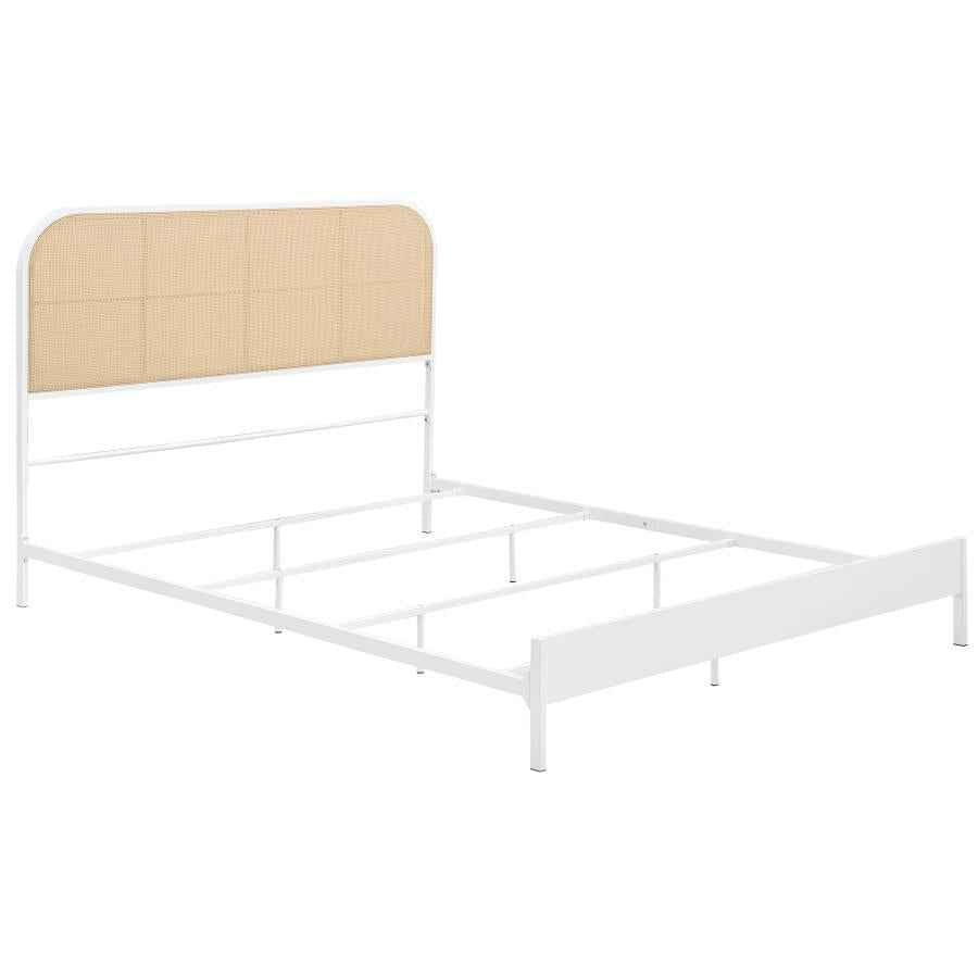 Amherst Radio Weave Rattan Metal Queen Bed White - Home & Sleep Outlet