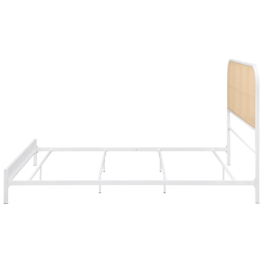 Amherst Radio Weave Rattan Metal Queen Bed White - Home & Sleep Outlet