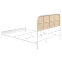 Amherst Radio Weave Rattan Metal Queen Bed White - Home & Sleep Outlet