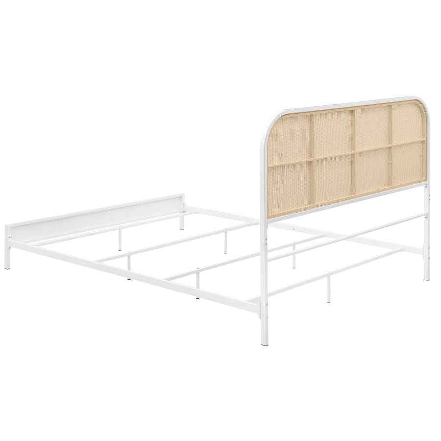 Amherst Radio Weave Rattan Metal Queen Bed White - Home & Sleep Outlet