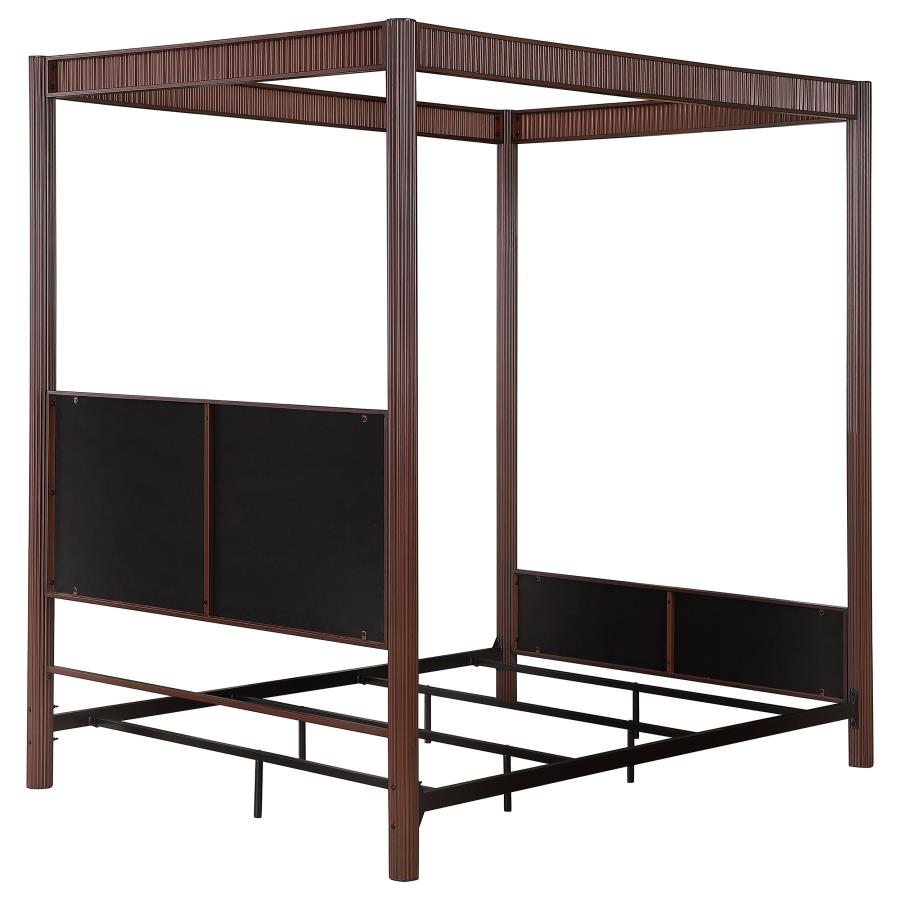 Zimmerlee 89-inch Metal Eastern King Canopy Bed Rust Brown - Home & Sleep Outlet