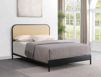 Amherst Radio Weave Rattan Metal Queen Bed Black - Home & Sleep Outlet