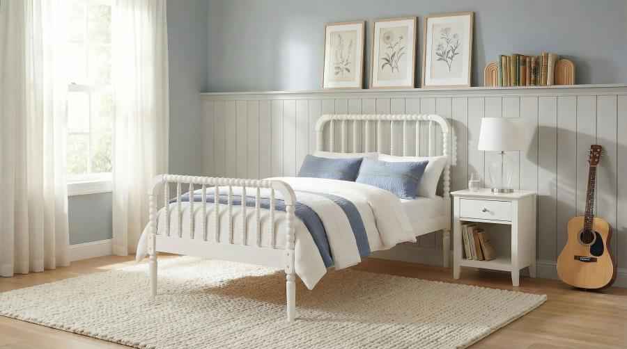 Jones Wood Twin Open Frame Bed White - Home & Sleep Outlet