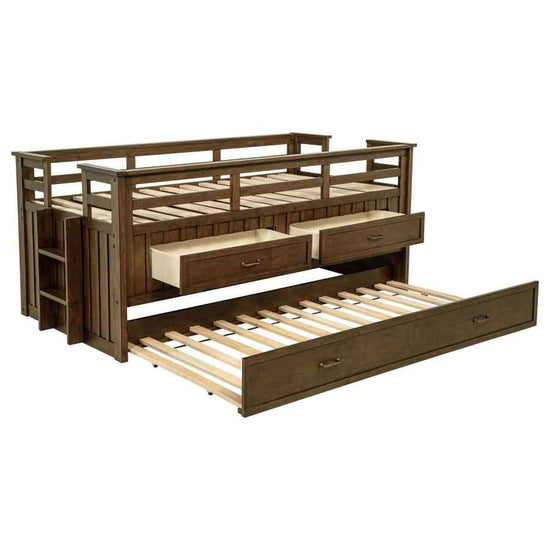 Carlsbad Wood Twin Captains Bed With Trundle Medium Brown