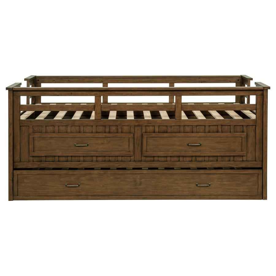Carlsbad Wood Twin Captains Bed With Trundle Medium Brown - Home & Sleep Outlet