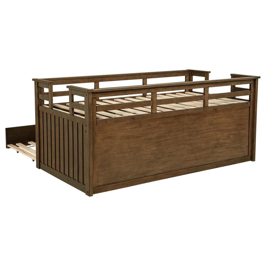 Carlsbad Wood Twin Captains Bed With Trundle Medium Brown - Home & Sleep Outlet