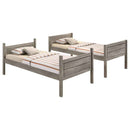 Ryder Wood Twin Over Twin Bunk Bed with Mattress Weathered Taupe - Home & Sleep Outlet