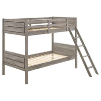 Ryder Wood Twin Over Twin Bunk Bed Weathered Taupe - Home & Sleep Outlet