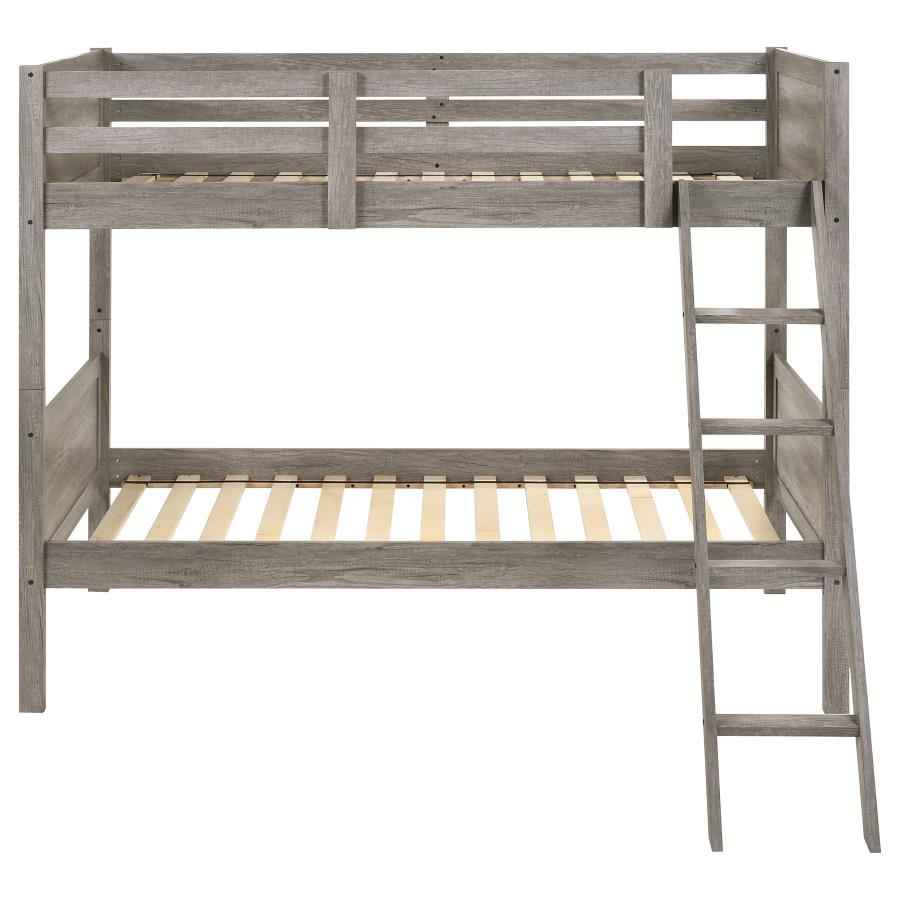 Ryder Wood Twin Over Twin Bunk Bed Weathered Taupe - Home & Sleep Outlet